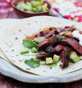 Barbecue Beef Fajitas with Chilli Beans